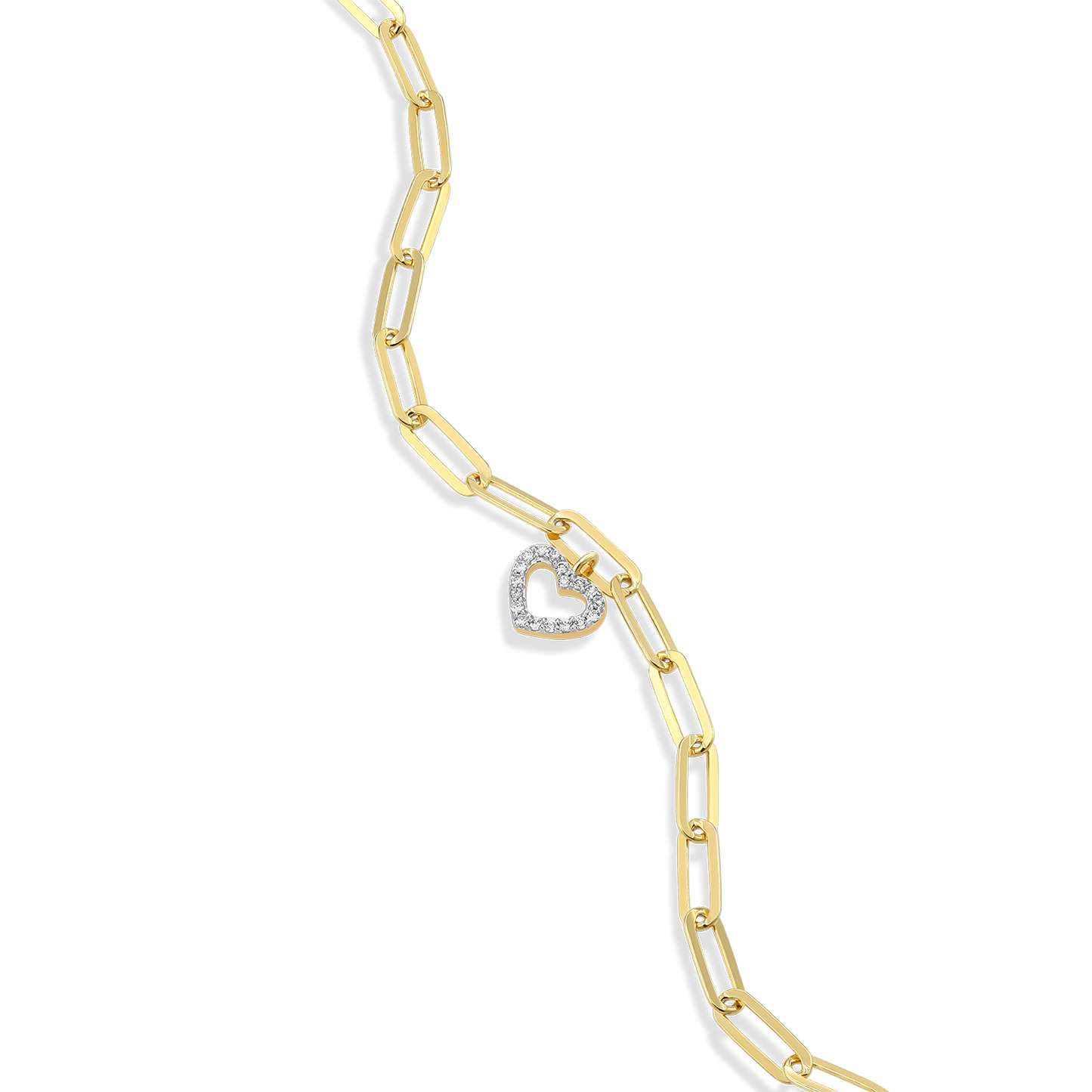 Open Heart Pendant Lab-Created Diamond Paperclip Bracelet in 14K Gold & Rhodium-Plated Sterling Silver | M by Monte Luna
