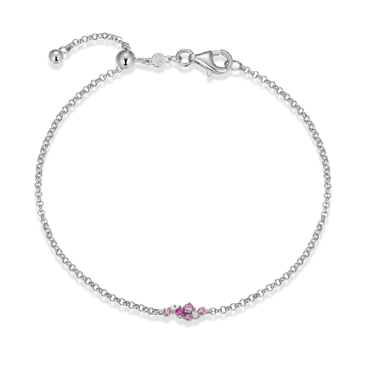 Scattered Ombre Lab-Created Ruby & Diamond Bolo Bracelet in Rhodium-Plated Sterling Silver | M by Monte Luna