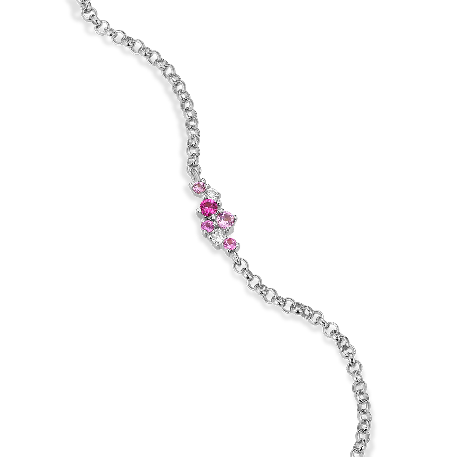 Scattered Ombre Lab-Created Ruby & Diamond Bolo Bracelet in Rhodium-Plated Sterling Silver | M by Monte Luna