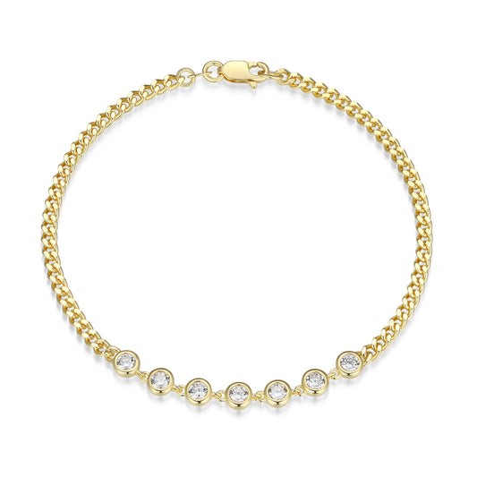 RB0193Y - Station CZ Cuban Chain Bracelet | reign