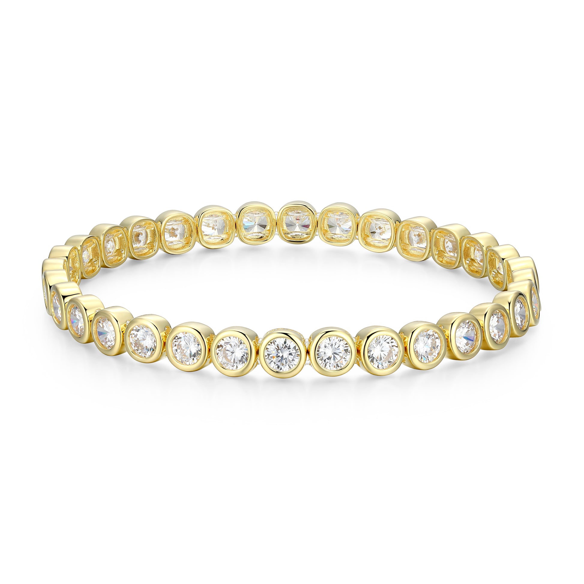 RB0195YS - 6.5 Inch Bezel Set Stretch Bracelet | reign