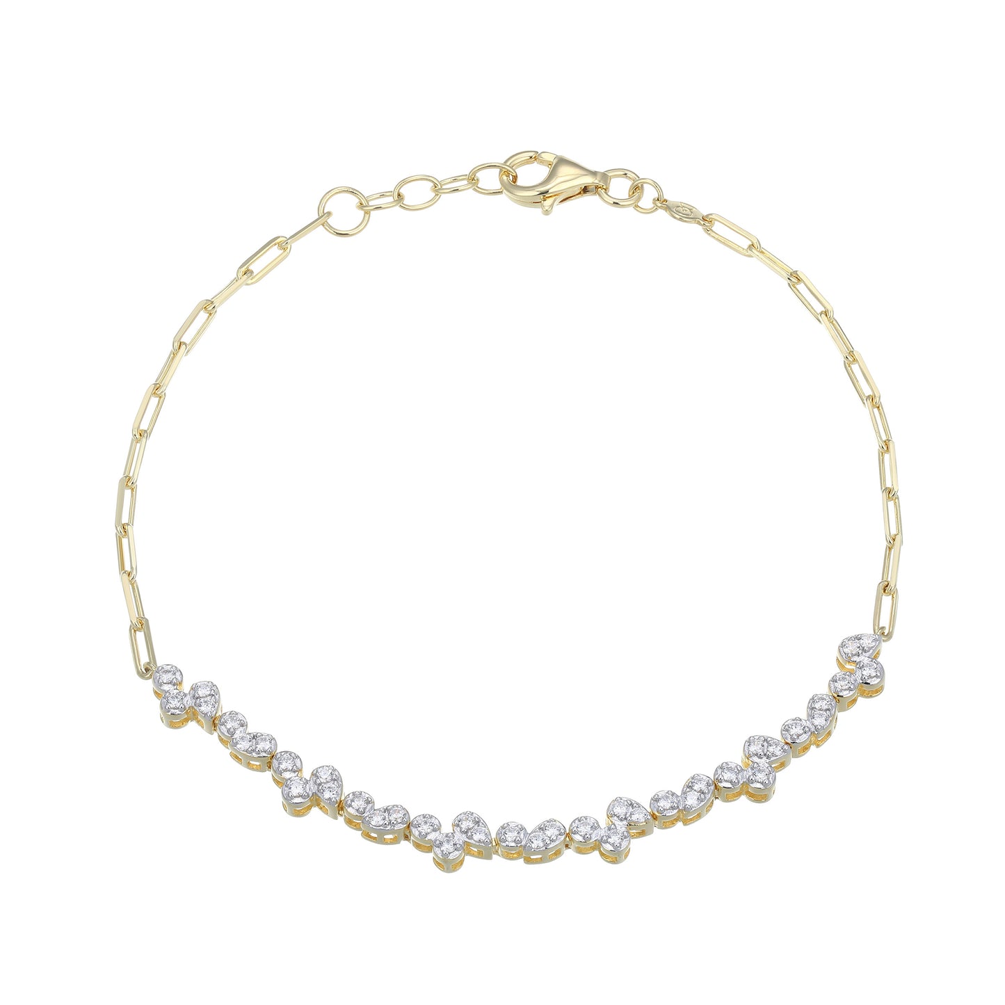 MB0122 - Pear/Round Lab-Created Diamond Paperclip Bracelet | Monte Luna