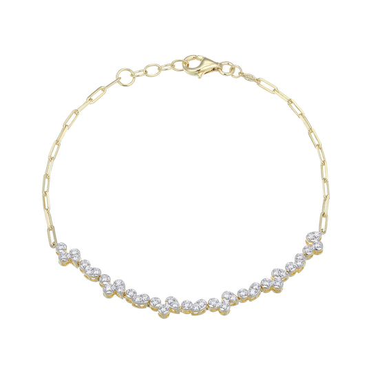 MB0122 - Pear/Round Lab-Created Diamond Paperclip Bracelet | Monte Luna