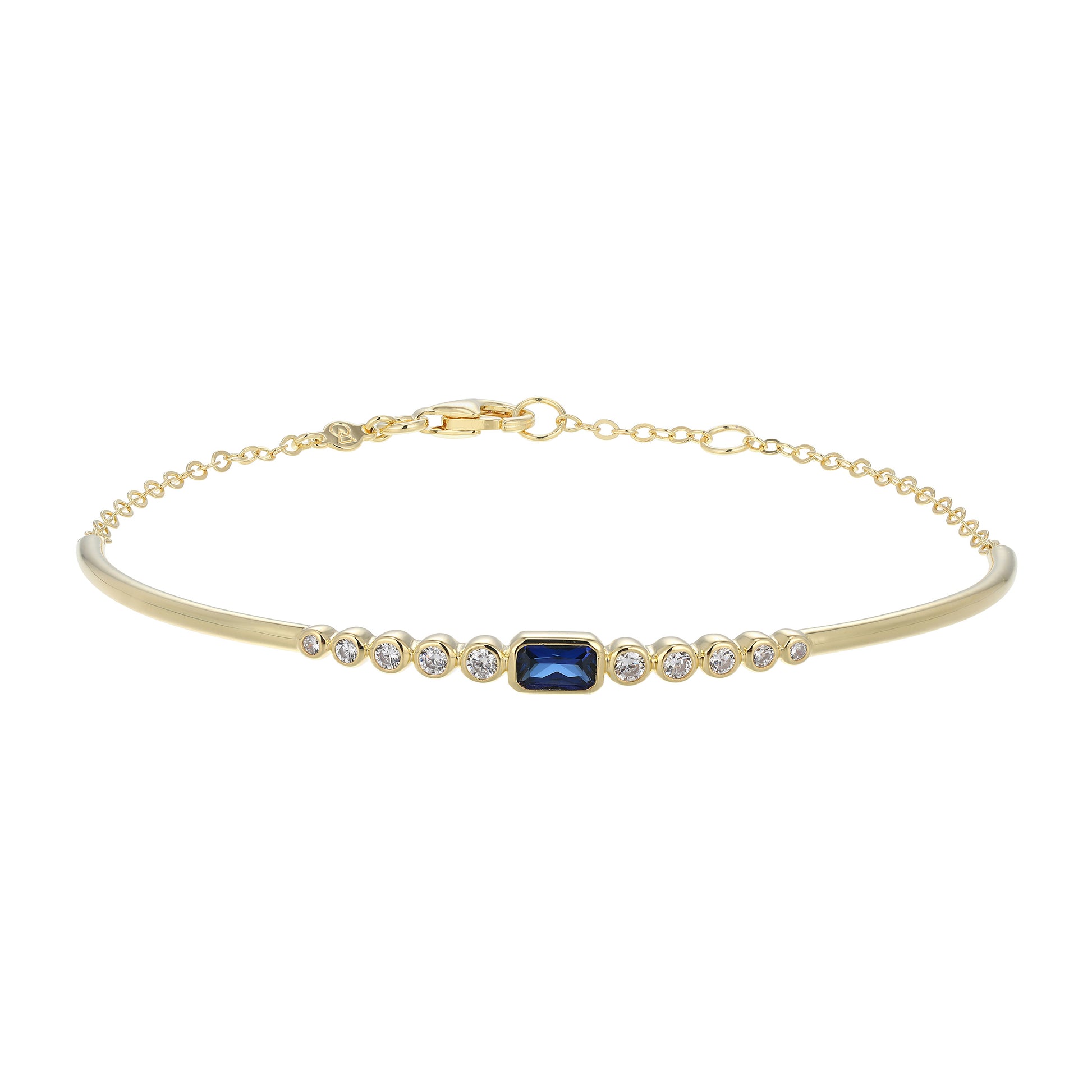 BB0252Y - Lab-Created Blue Sapphire & Lab-Created Diamond Cuff Bracelet | m by monte luna