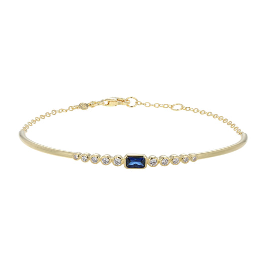 BB0252Y - Lab-Created Blue Sapphire & Lab-Created Diamond Cuff Bracelet | m by monte luna