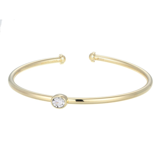 BB0259Y - Asymmetrical Bezel-Set Lab-Created Diamond Flex Cuff | m by monte luna