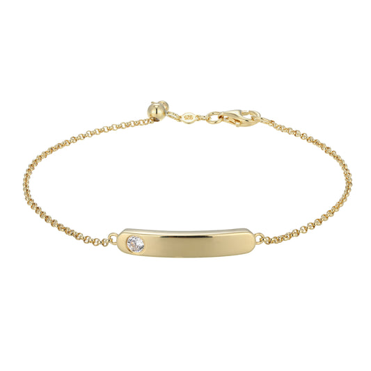 BB0265Y - ID Bar with Bezel-Set Lab-Created Diamond Bolo Bracelet | m by monte luna