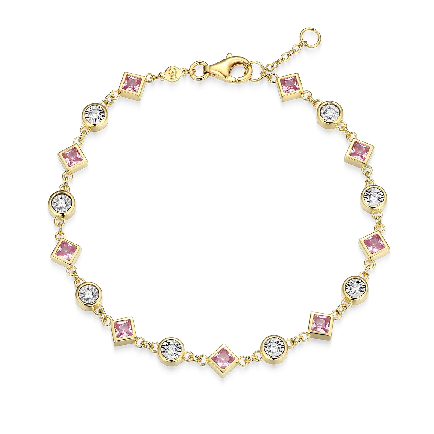 BB0256Y - Lab-Created Pink Sapphire & Lab-Created Diamond Station Bracelet | m by monte luna