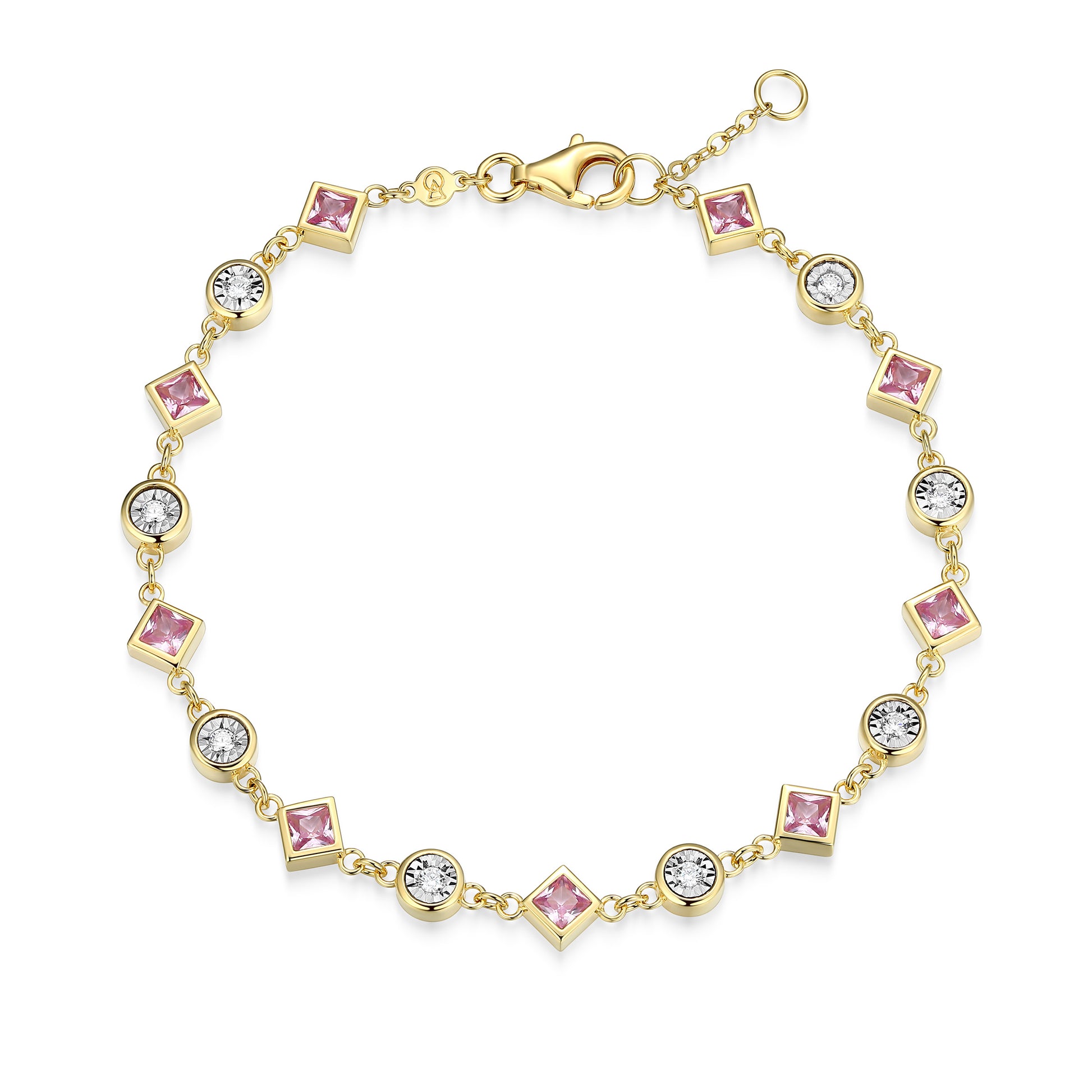 BB0256Y - Lab-Created Pink Sapphire & Lab-Created Diamond Station Bracelet | m by monte luna