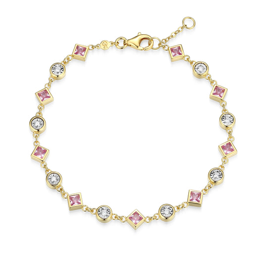 BB0256Y - Lab-Created Pink Sapphire & Lab-Created Diamond Station Bracelet | m by monte luna