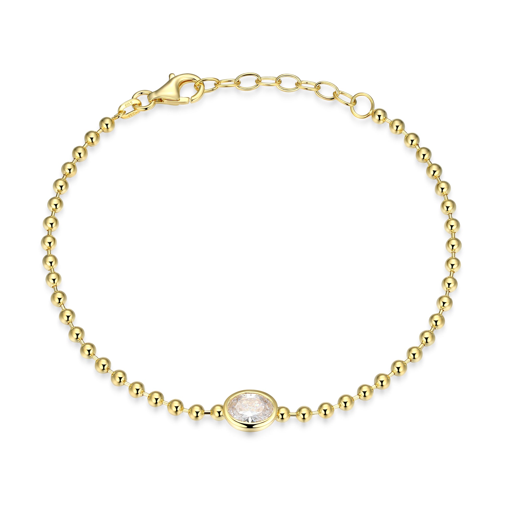 RB0180 - Oval-Cut CZ Beaded Bracelet | reign