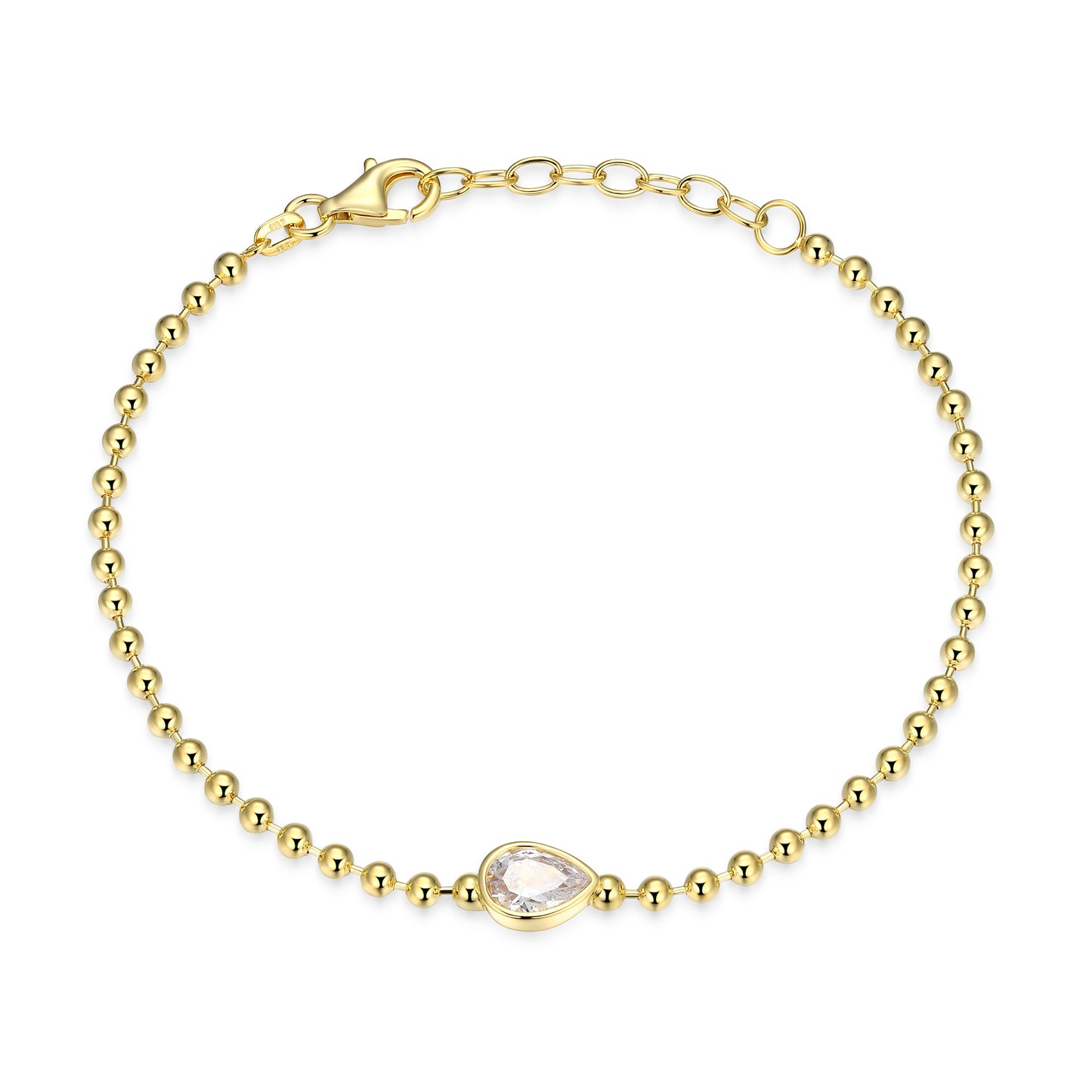 RB0181 - Pear-Cut CZ Beaded Bracelet | reign