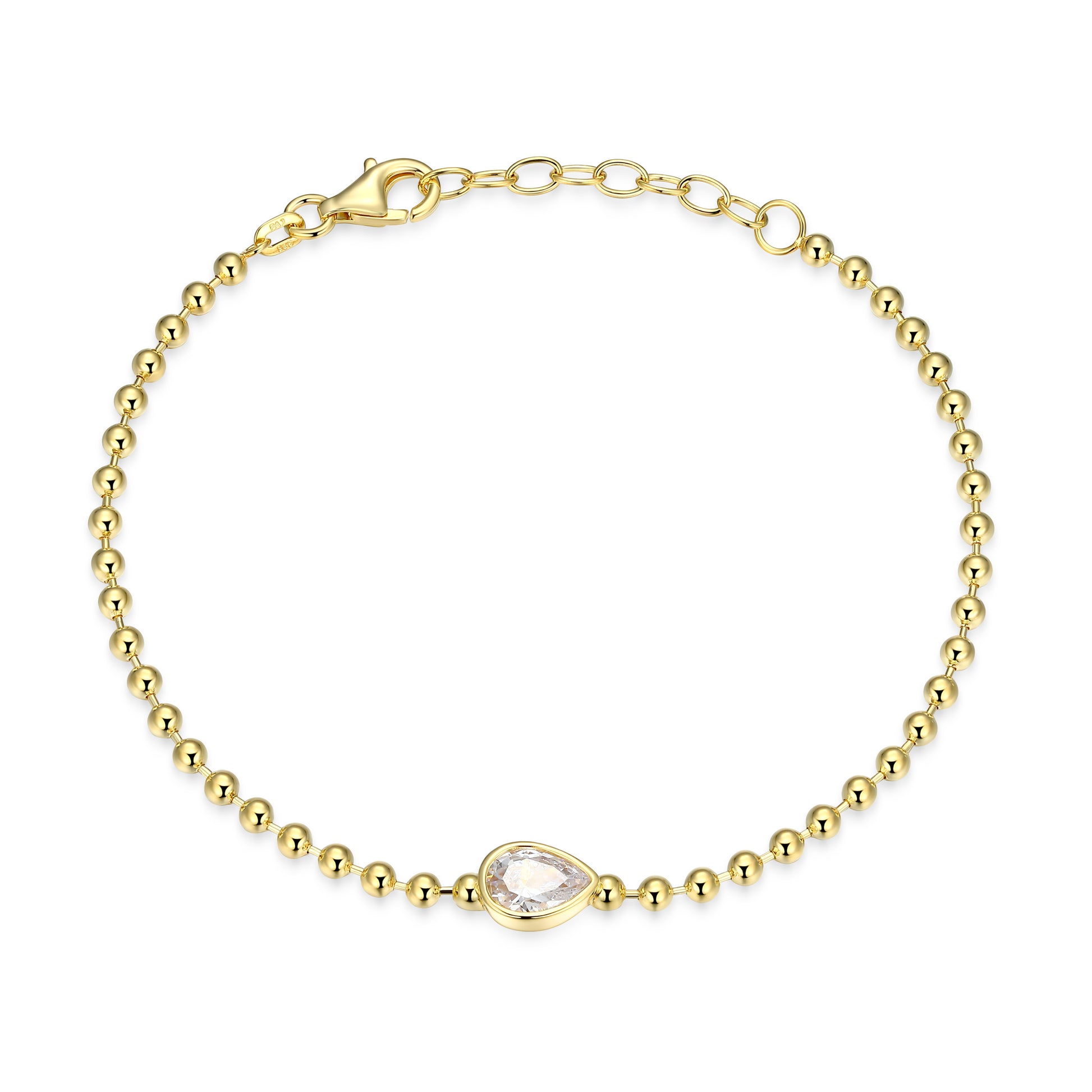 RB0181 - Pear-Cut CZ Beaded Bracelet | reign