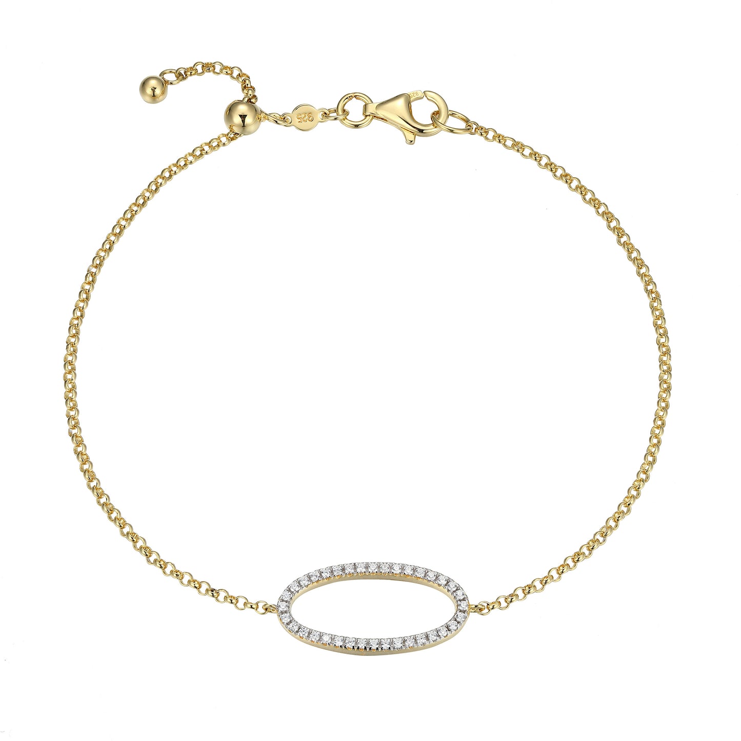 BB0276Y - Open Oval Lab-Created Diamond Bolo Bracelet | m by monte luna