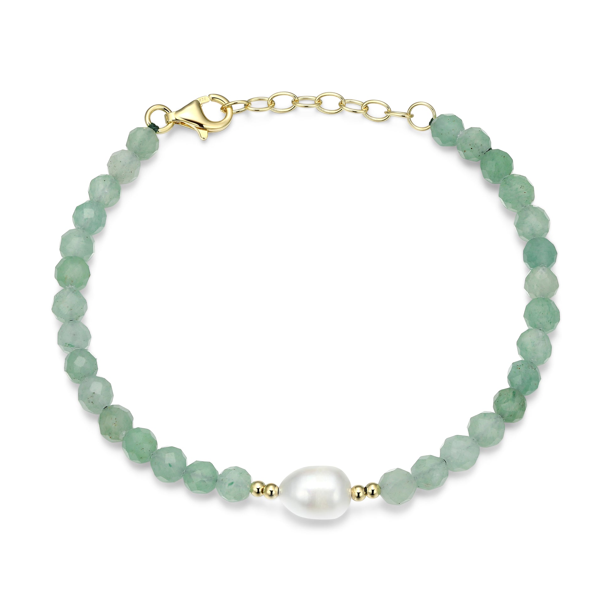 RB0202 - Freshwater Pearl & Genuine Dark Green Aventurine Beaded Bracelet | reign