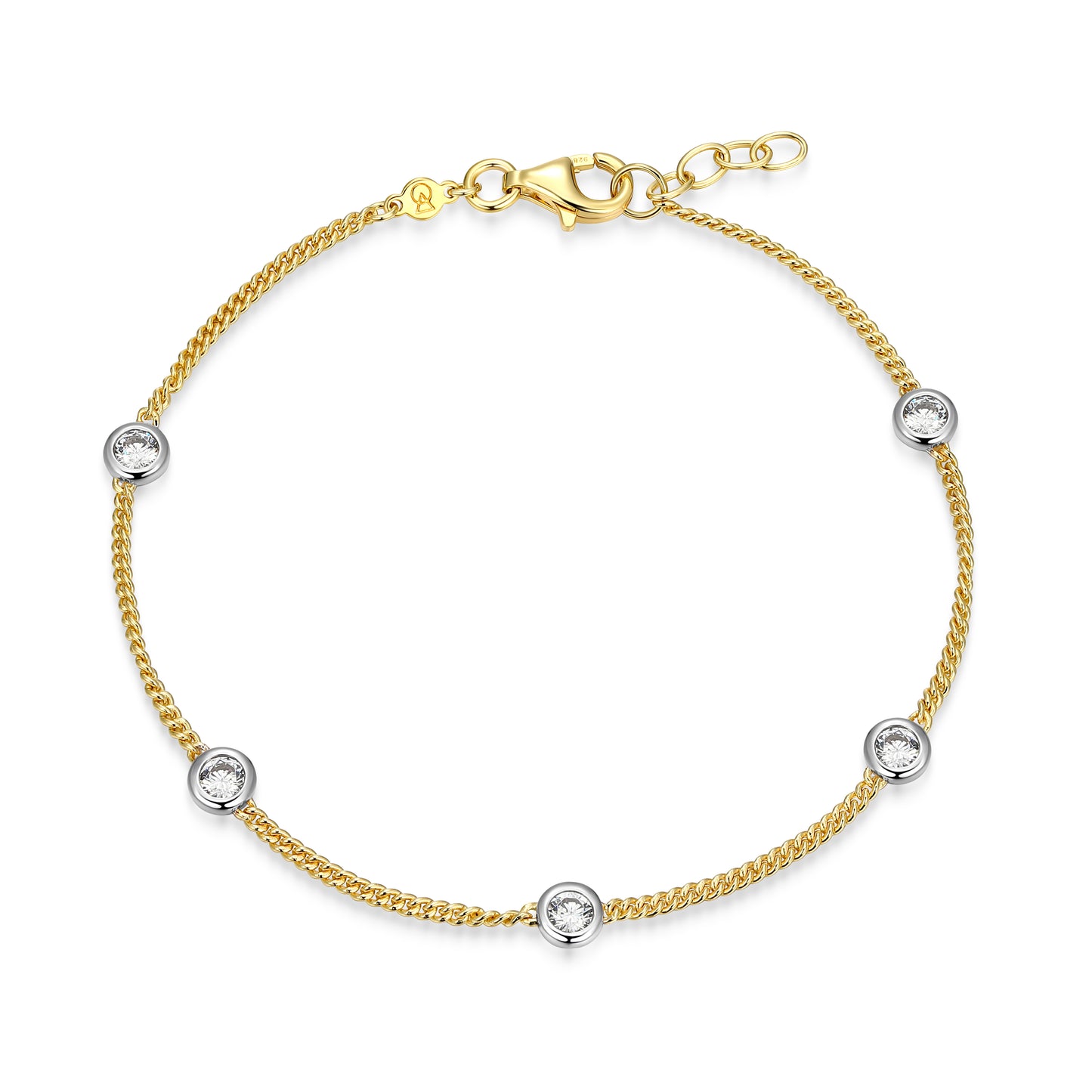 MB0133Y - Two-Tone Station Curb Chain Bracelet | Monte Luna