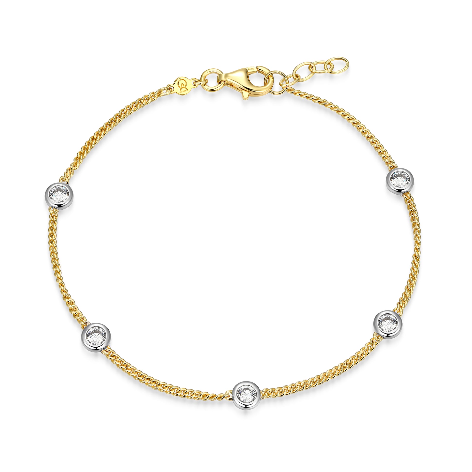 MB0133Y - Two-Tone Station Curb Chain Bracelet | Monte Luna