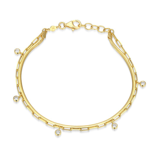 BB0306Y - Dangling Station Double Chain Bracelet | m by monte luna