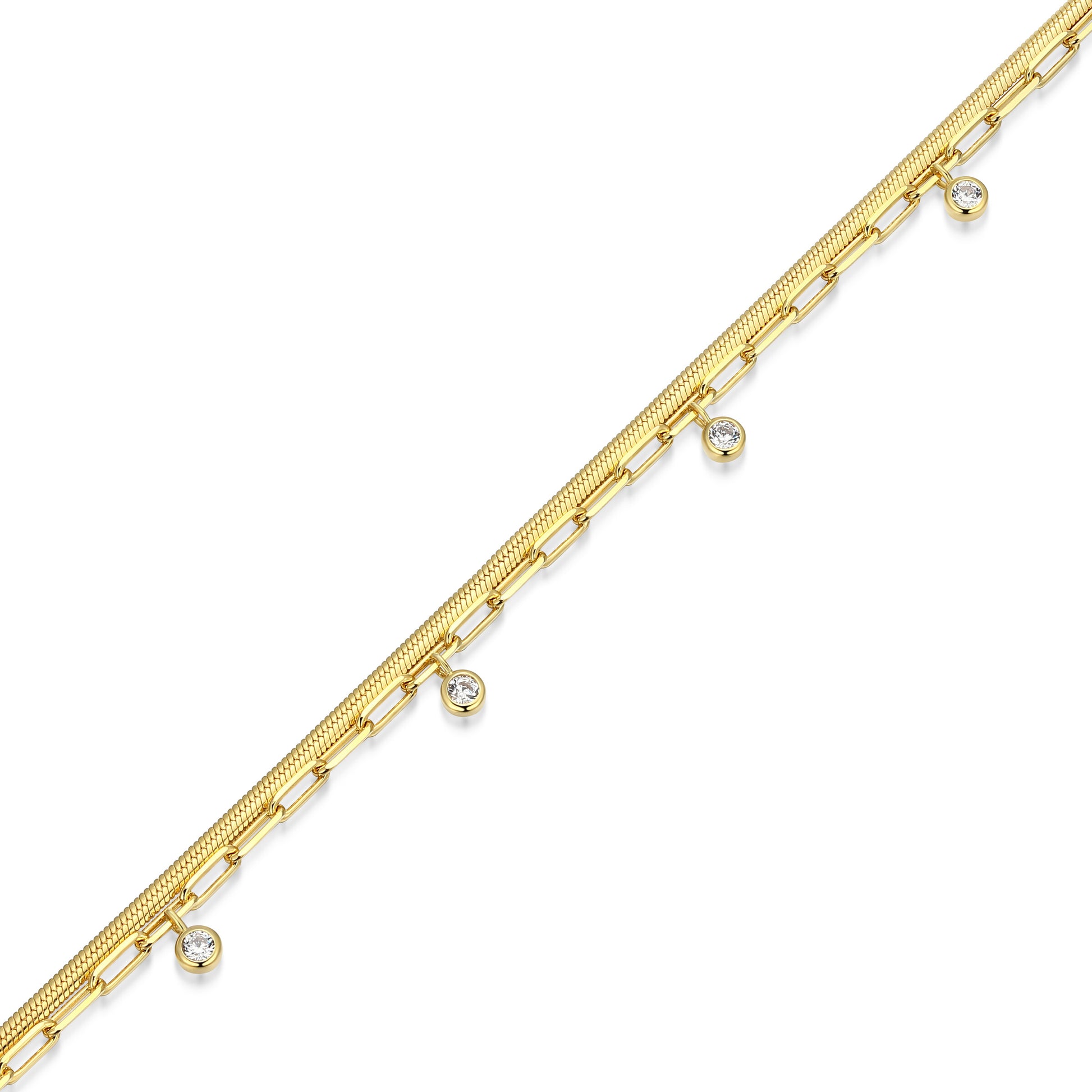 BB0306Y - Dangling Station Double Chain Bracelet | m by monte luna