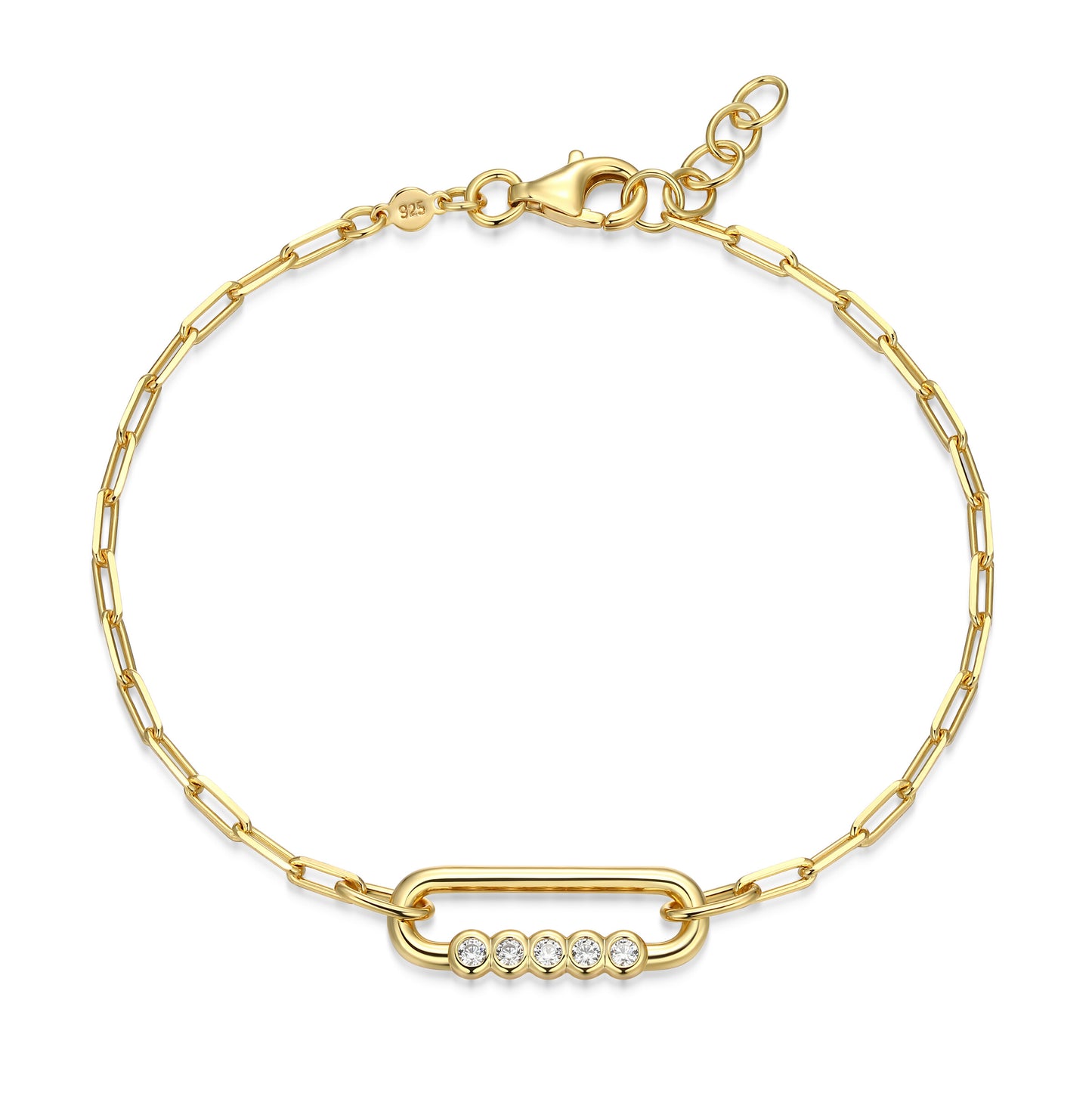 BB0304Y - Bezel-Set Paperclip Link Bracelet | m by monte luna