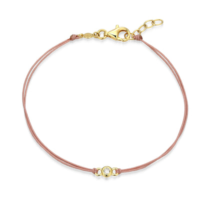 BB0321 - Bezel-Set Double Silk Cord Bracelet | m by monte luna