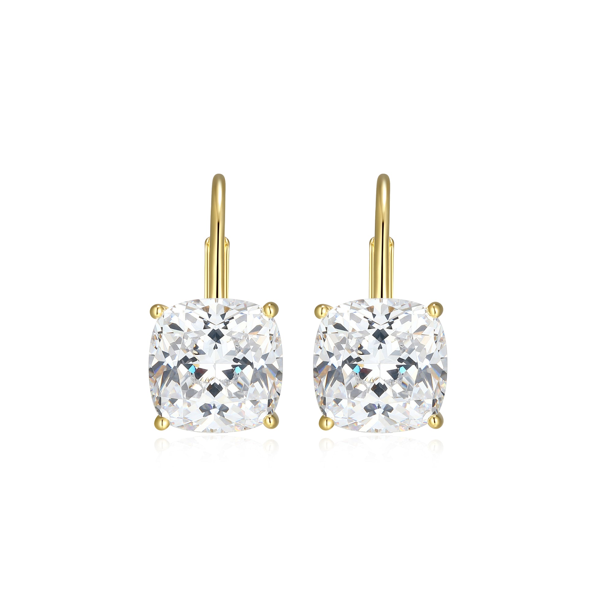 RE0185Y - Cushion-Cut CZ Leverback Earrings | reign