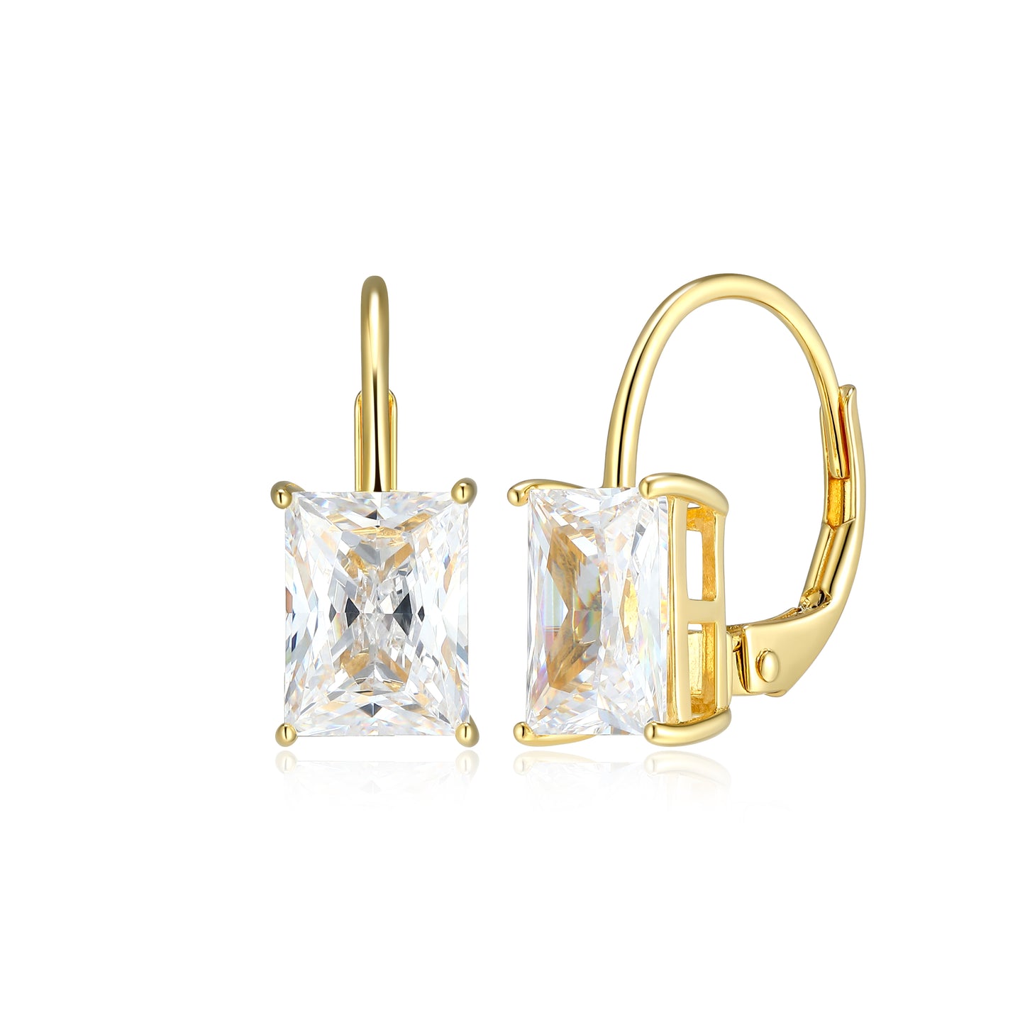 RE0186Y - Straight Baguette-Cut CZ Leverback Earrings | reign