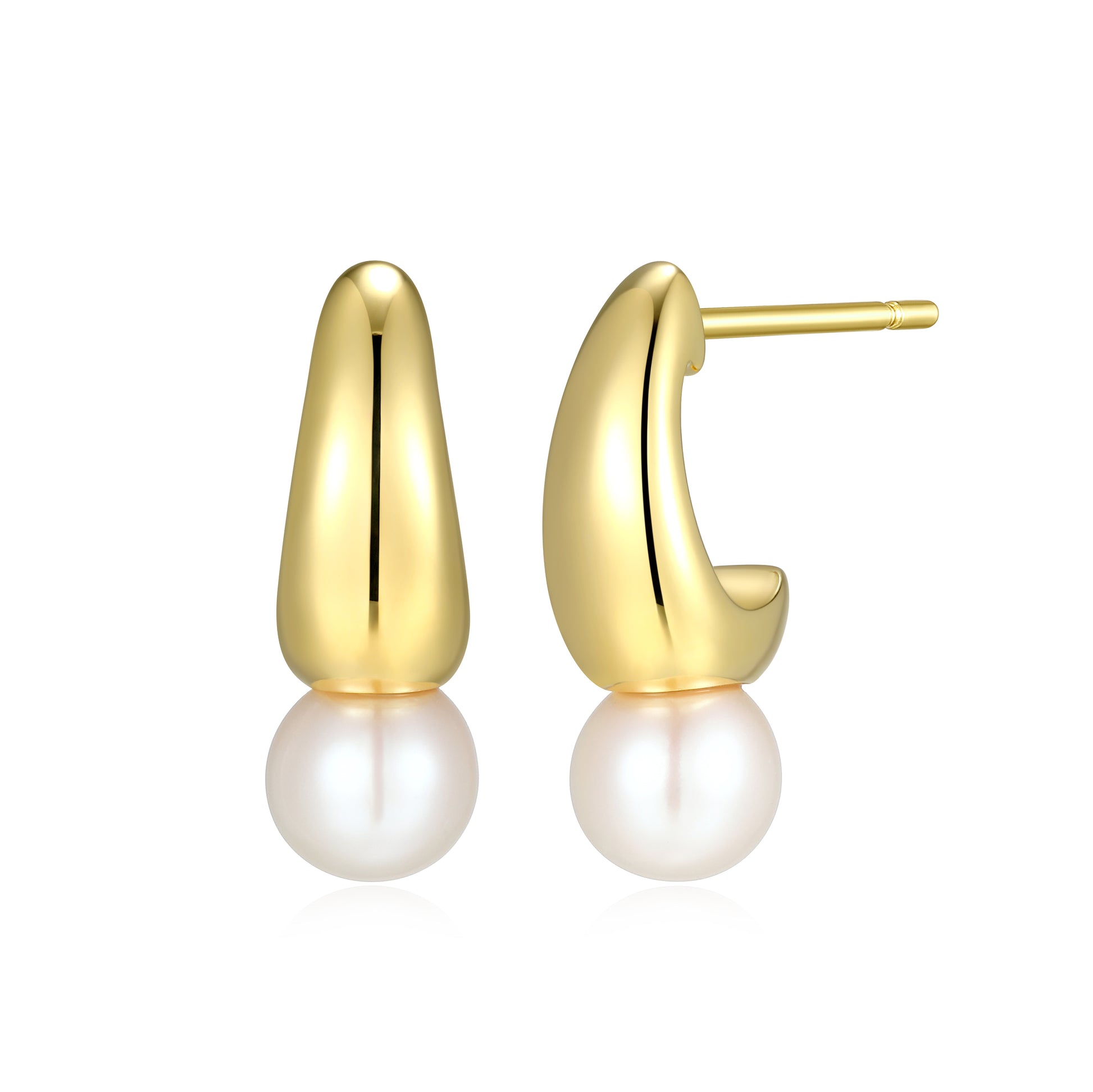 RE0207Y - Freshwater Pearl J-Huggie Earrings | reign