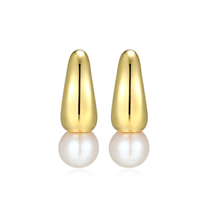 RE0207Y - Freshwater Pearl J-Huggie Earrings | reign
