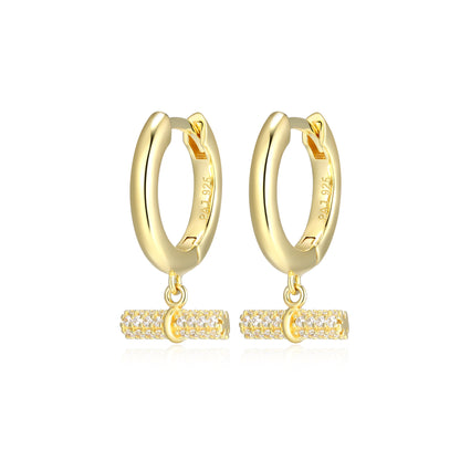RE0192 - Gold Bar Charm Huggie Earrings | reign