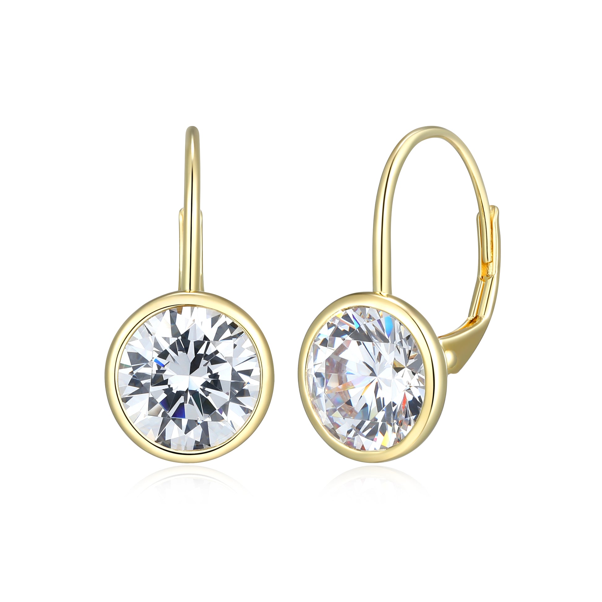 RE0182Y - Round-Cut CZ Leverback Earrings | reign