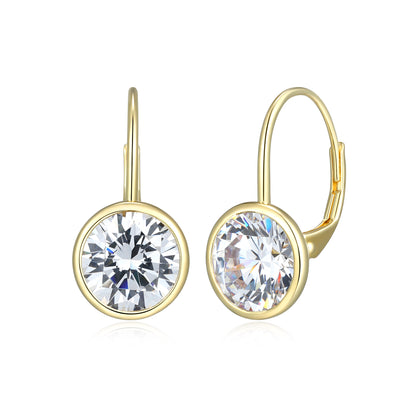 RE0182Y - Round-Cut CZ Leverback Earrings | reign