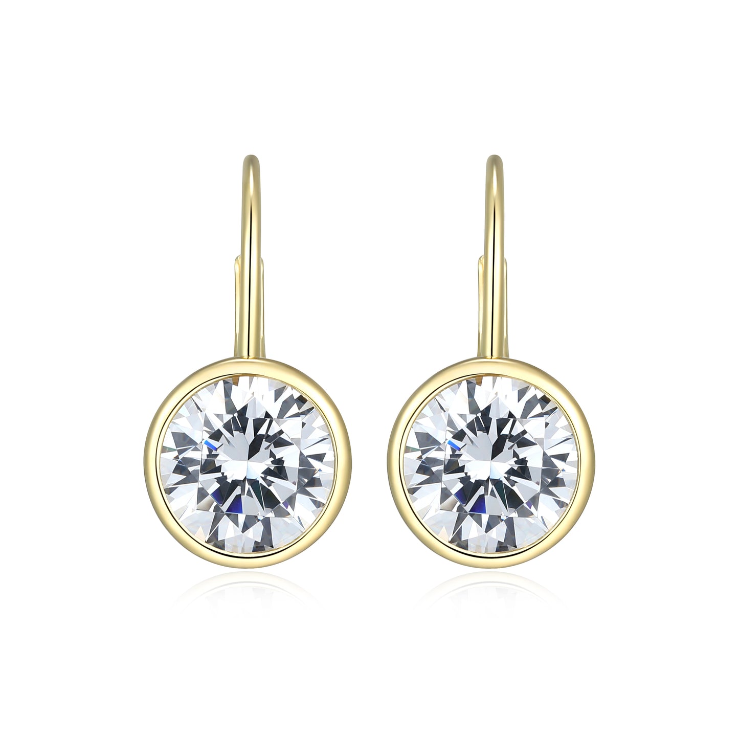 RE0182Y - Round-Cut CZ Leverback Earrings | reign