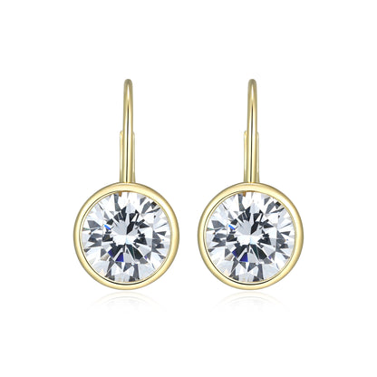 RE0182Y - Round-Cut CZ Leverback Earrings | reign