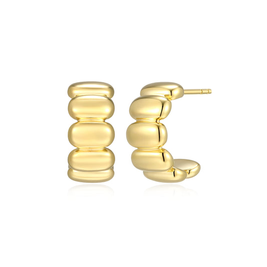 RE0191Y - Domed J-Hoop Earrings | reign