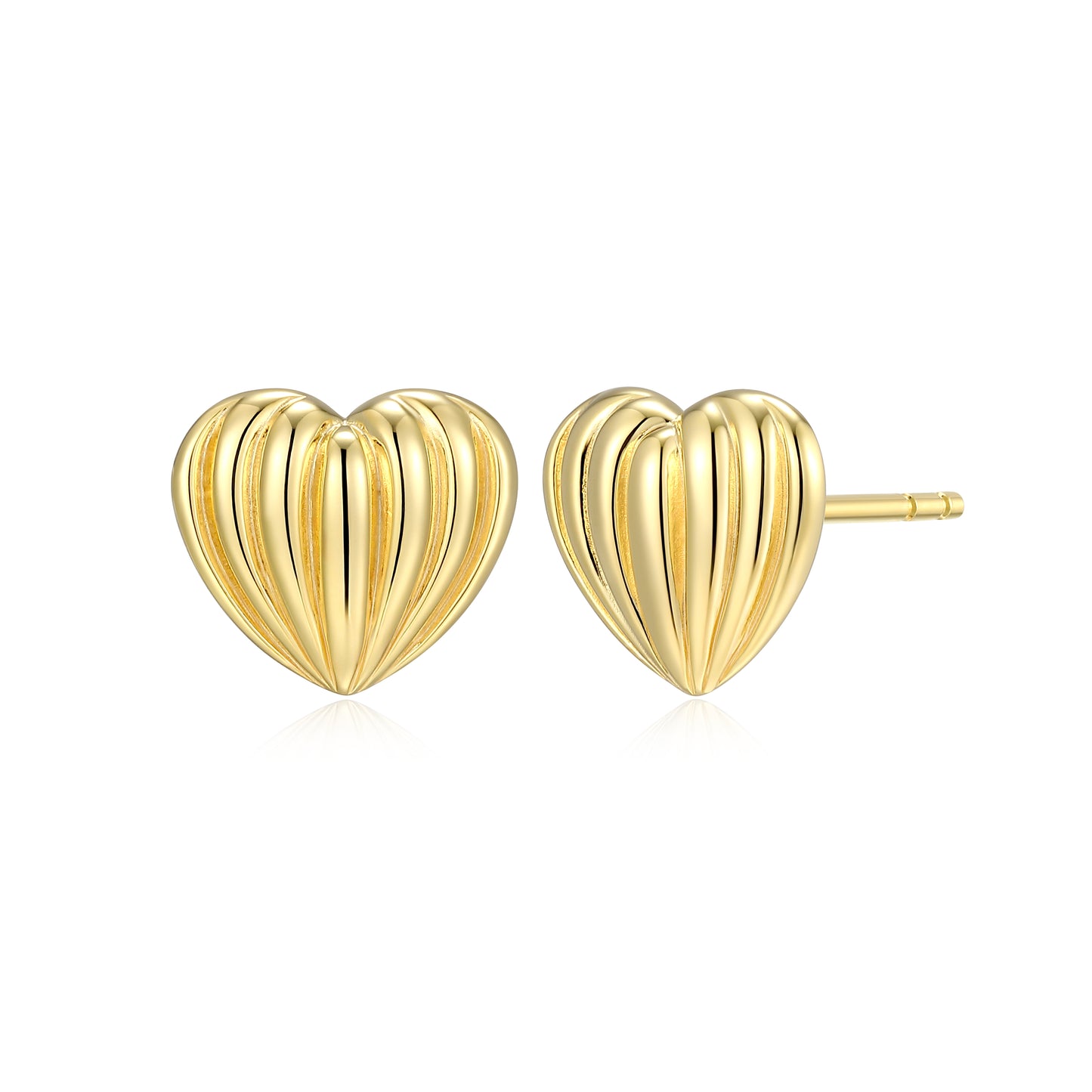 RE0199Y - Ridged Heart Stud Earrings | reign