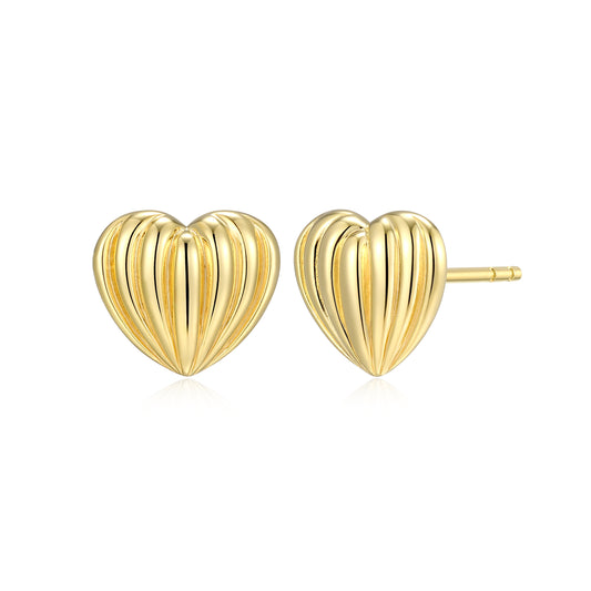 RE0199Y - Ridged Heart Stud Earrings | reign
