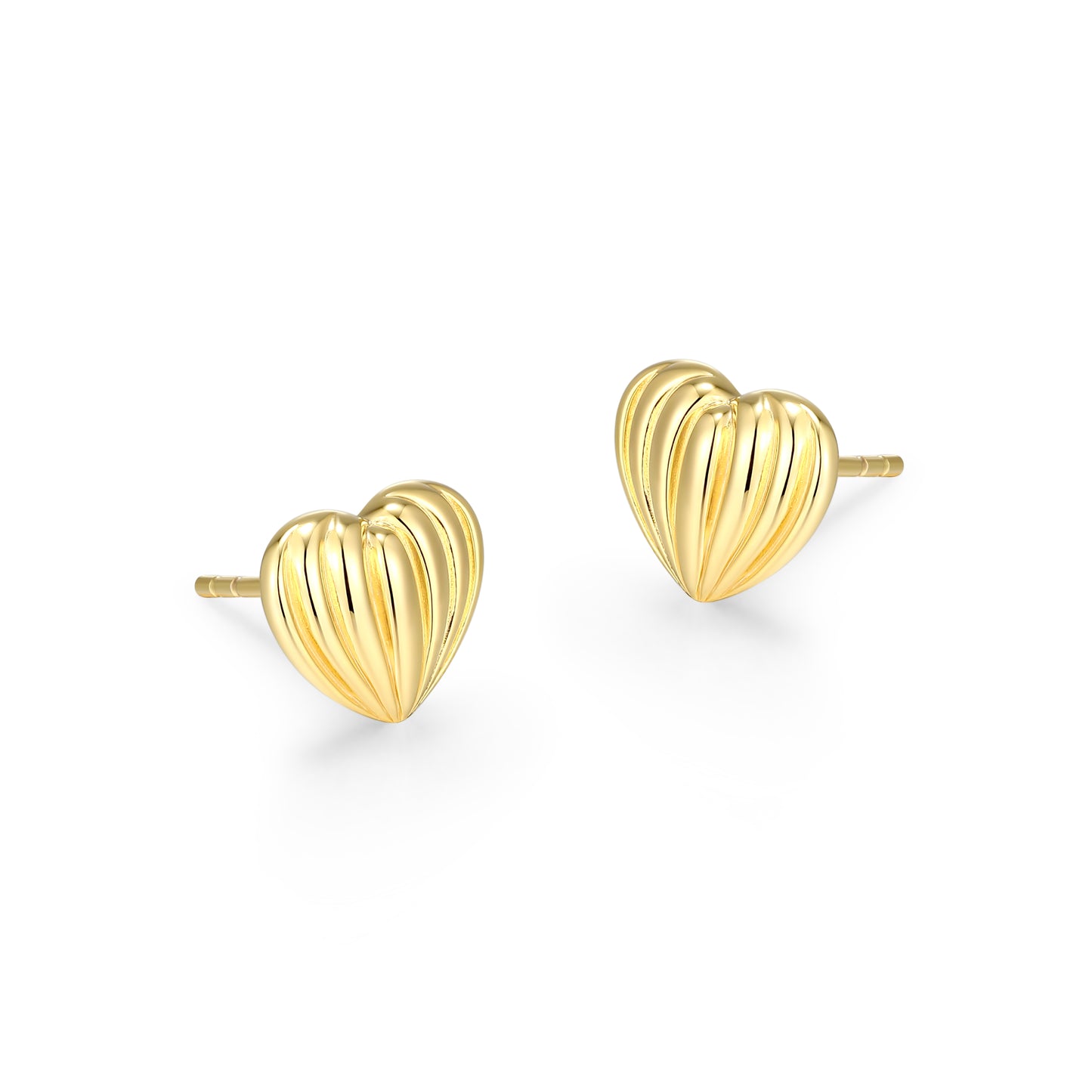 RE0199Y - Ridged Heart Stud Earrings | reign