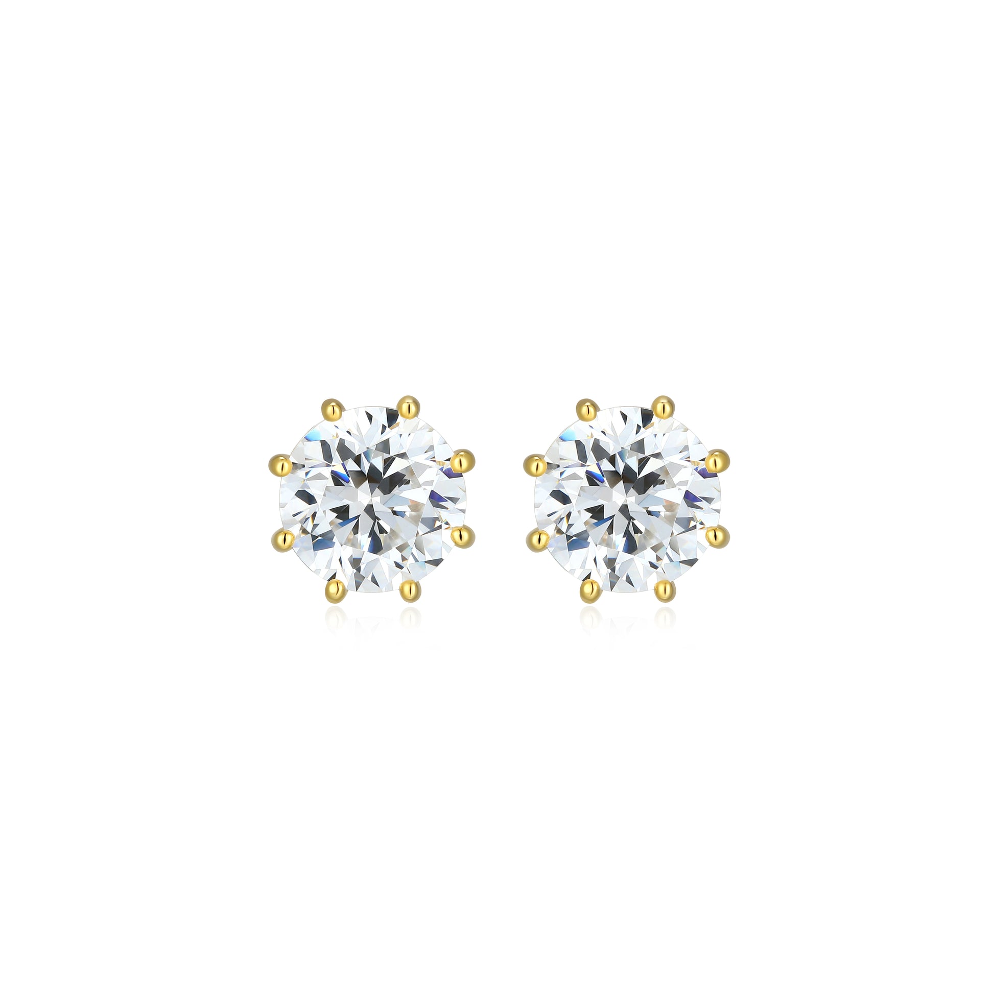 RE0187Y - 8-Prong Round-Cut CZ Stud Earrings | reign