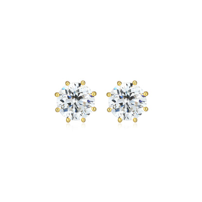 RE0187Y - 8-Prong Round-Cut CZ Stud Earrings | reign