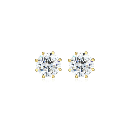 RE0187Y - 8-Prong Round-Cut CZ Stud Earrings | reign