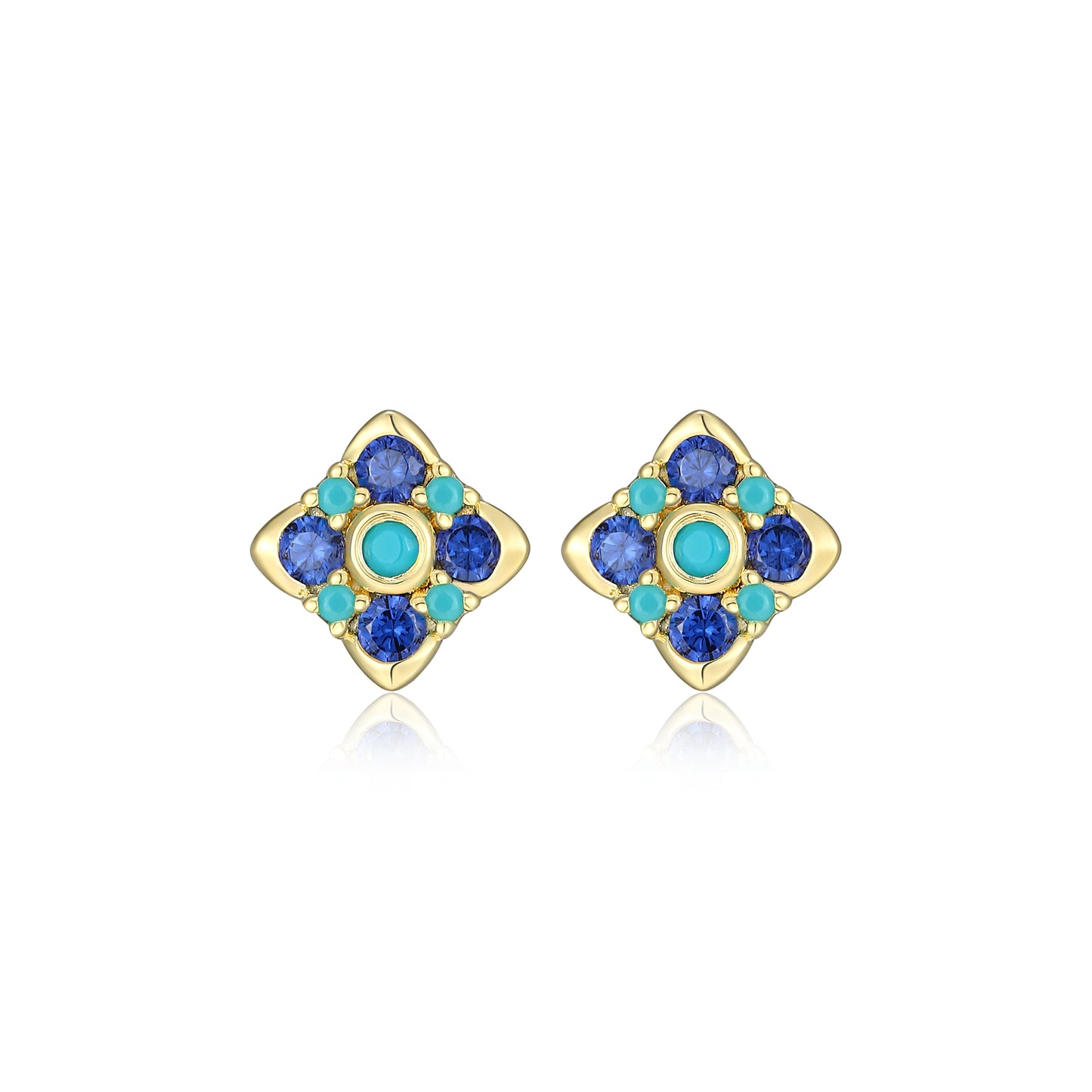 RE0134 - Tanzanite CZ & Turquoise Formica Nano Stud Earrings | reign