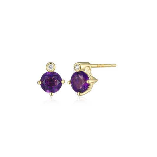E10348FEBY - Birthstone with Lab-Grown Diamond Accent Stud Earrings | elle