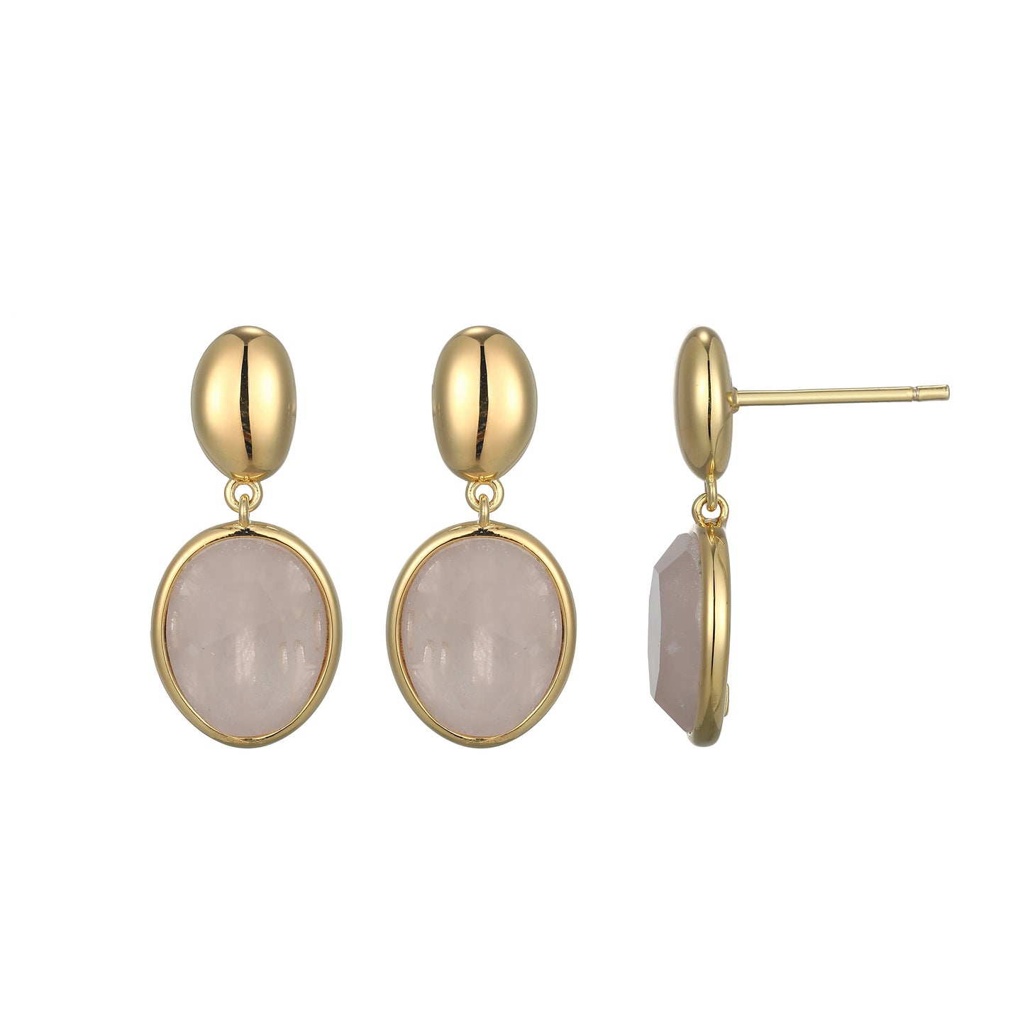 LE0240 - Riviere Rose Quartz Drop Earrings | elle