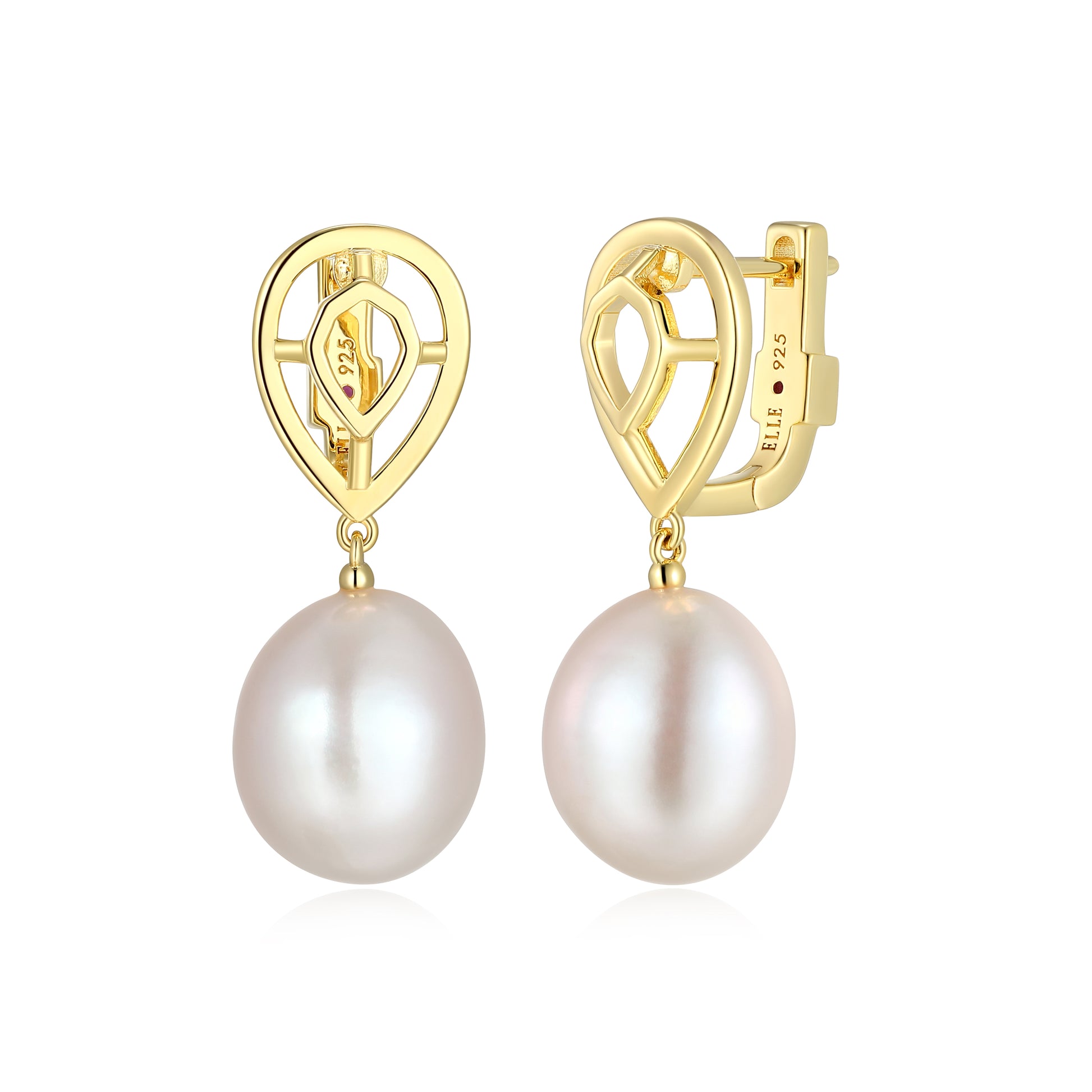 LE0297 - Pearl Meet Gem Freshwater Pearl Earrings | elle