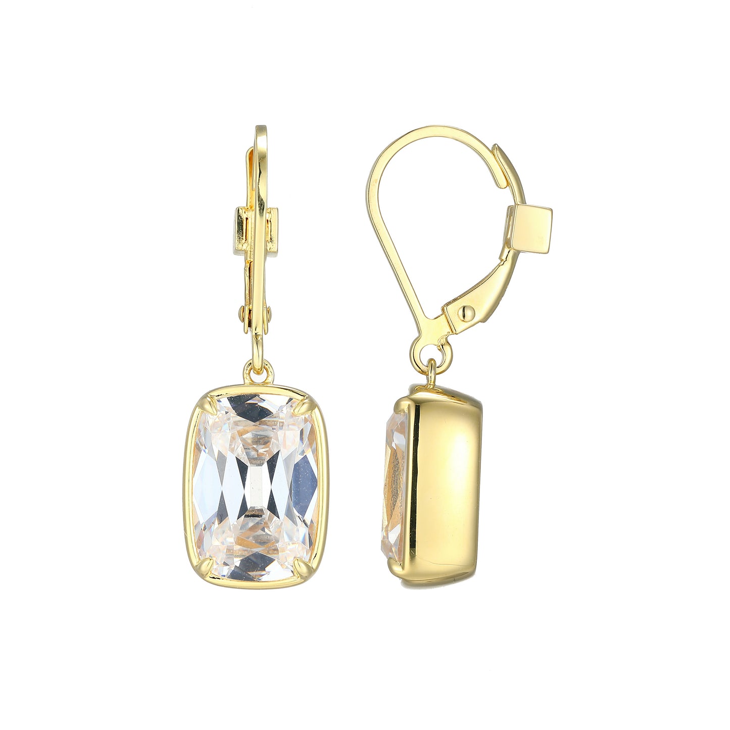 LE0270 - Serenelle Old-Mine-Cut Emerald Cushion Leverback Earrings | elle