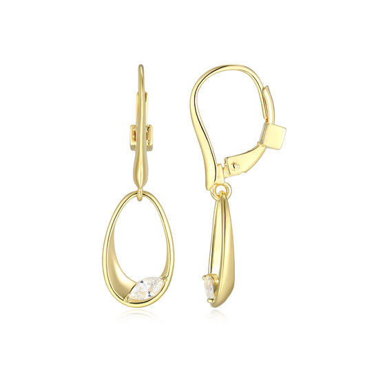 LE0279 - Sculpted Oval Leverback Earrings | elle