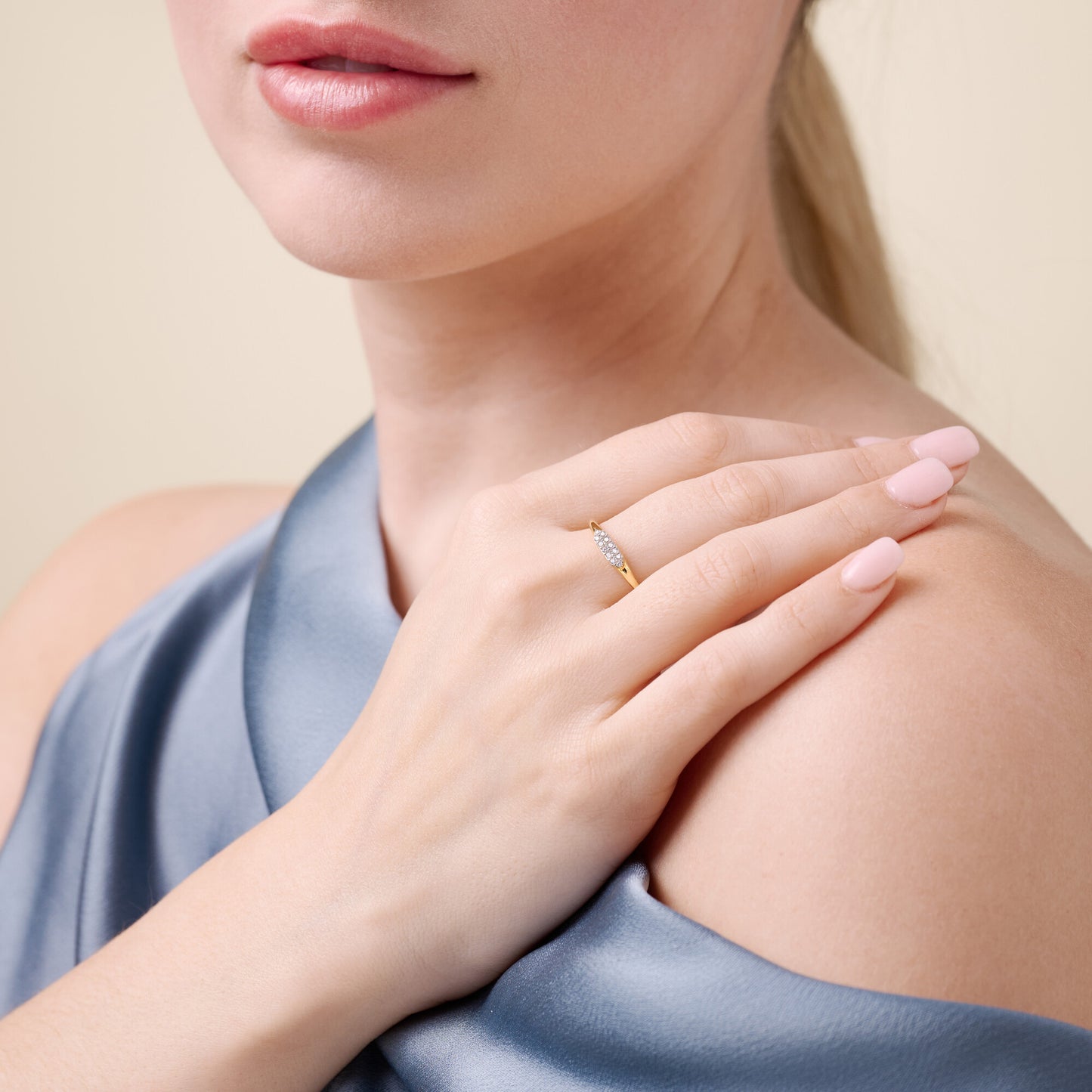 Long Hex Stackable Ring in 14K Yellow Gold-Plated Sterling Silver | M by Monte Luna