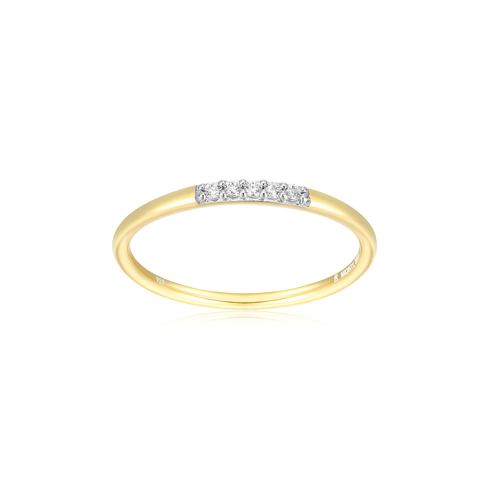 Lab-Created Diamond Line Stackable Ring in 14K Yellow Gold-Plated Sterling Silver | M by Monte Luna