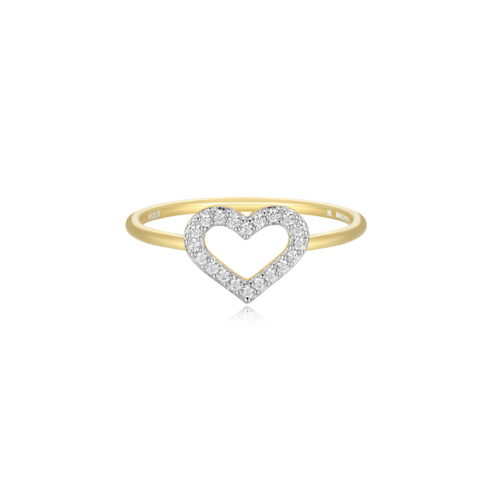 Open Heart Stackable Ring in 14K Yellow Gold-Plated Sterling Silver | M by Monte Luna
